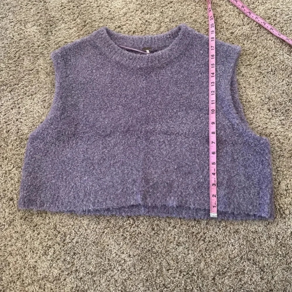 Free People Margot Violet Lily Combo Plush Knit Vest Women's Size Large - Picture 11 of 12